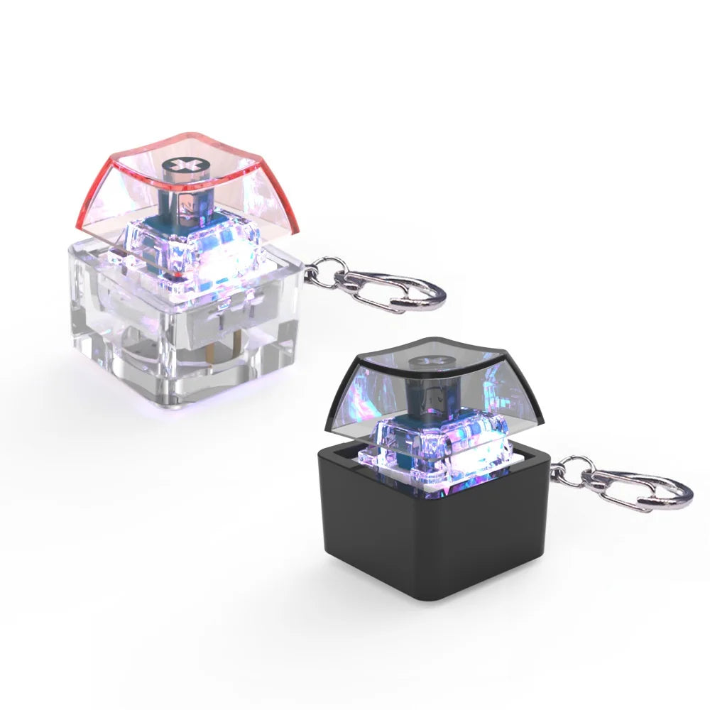 Fingertip Button Keychain Fidget Toy LED Keyboard Key Cap Key Chain Mechanical Switch Keyring Stress