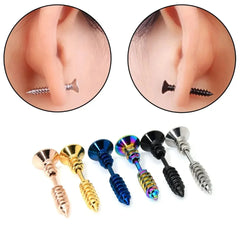 2pcs Fashion Punk 316L Stainless Steel Nail Screw Stud Earring for Women Men,Cartilage Tragus Helix