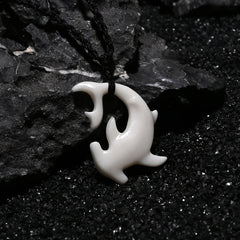 Tribal Hammerhead Shark Bone Pendant Necklace | Hand Carved Maori Amulet Jewelry alternate view