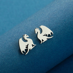 Punk Black Western Dragon Ear Stud | Stainless Steel Stud Earrings detail view