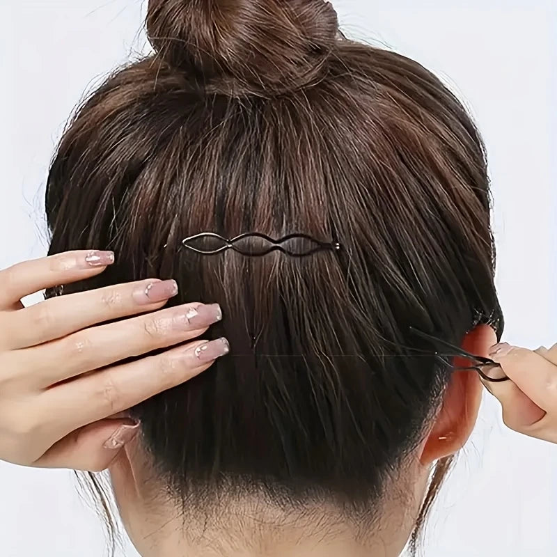 8Pcs Fashion Black Bobby Pins Hair Clips Wavy Hairpins Metal Barrettes Invisible BB Clip Wave Hairgr