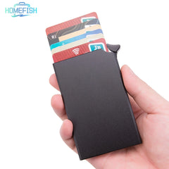 HOMEFISH Smart Wallet Card Holder | Pop Up Minimalist Metal Wallet for Men and Women detail view