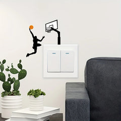 Basketball Player Light Switch Stickers | Waterproof Vinyl Wall Decals for Bedroom and close-up view