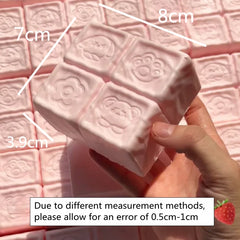 Squishy Strawberry Cube Stress Relief Toy | Slow Rebound Sensory Fidget Squeeze detail view