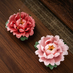 Peony Flower Incense Holder | Decorative Ceramic Incense Burner alternate view