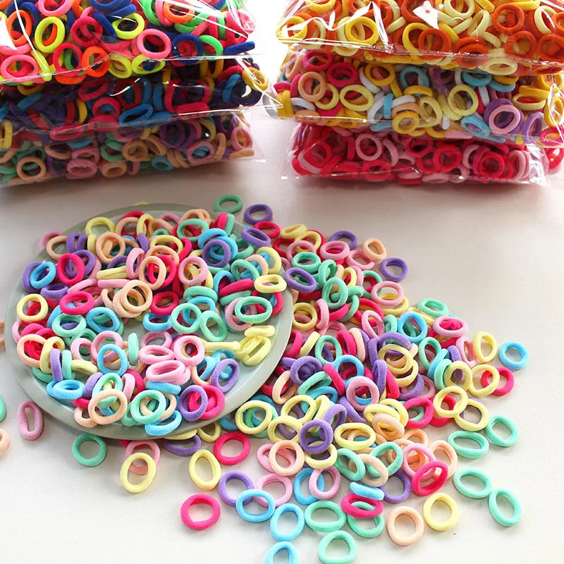 100/300/500Pcs Hair Bands for Children Colorful Nylon Scrunchie Hair Ties Rubber Band Kids Elastic L