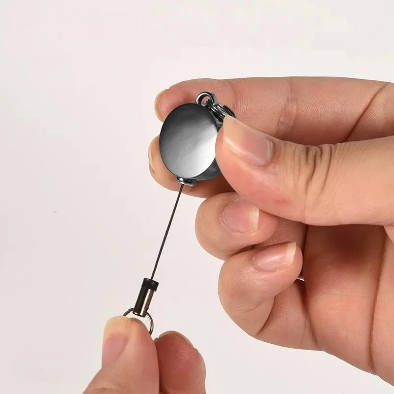 Retractable Key Chain Pull Back Recoil Key Ring Anti-Lost ID Card Holder