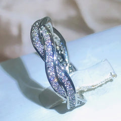 Creative twisted intertwined zirconia ring for women 925 stamps fashion Bling Bling pa close-up view