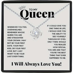 Elegant Love Knot Necklace, 'To My Queen' Perfect for Wife, Girlfriend, Soulmate, Any Holiday Gift,