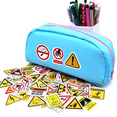 Warning Pattern Sticker Pack | DIY Decals for Skateboards, Laptops, Luggage & More close-up view