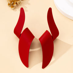 Irregular Geometric Red Earrings for Women alternate view