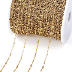 No Fade 2Meters Stainless Steel Chain Cross Chain with Beads for DIY Necklace Bracelet Anklet Jewelr