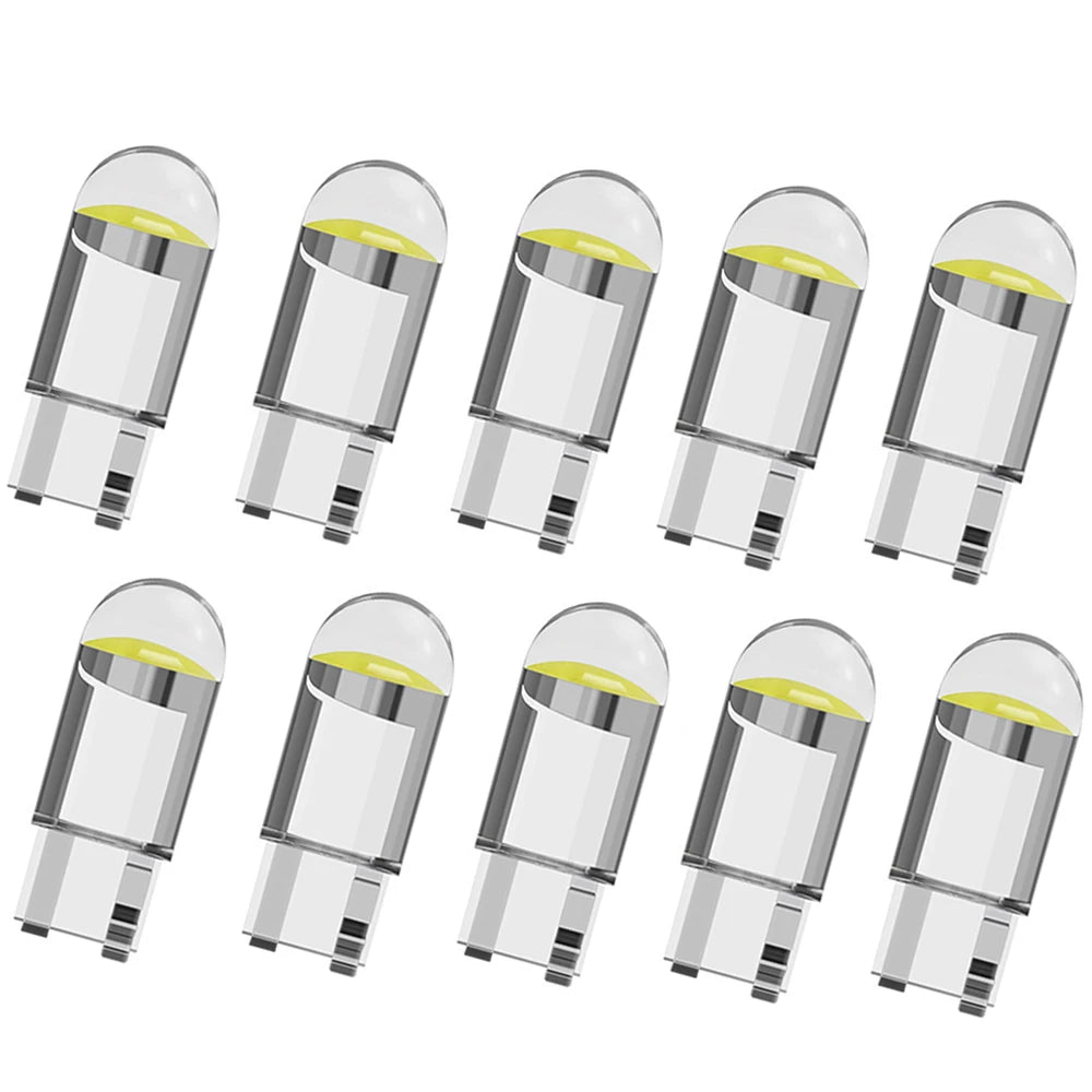 2/10pcs W5W 194 T10 Glass Housing Cob LED Car bulb 3000K 6000K White Blue Red Wedge License Plate La