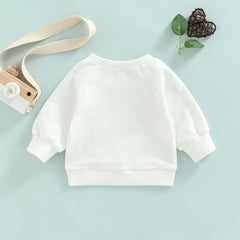 Baby Long Sleeve Letter Print Sweatshirt | Soft Cotton Blend Pullover for Girls detail view