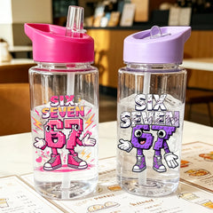 1 Piece 500ml (17 fl oz) 67 Printed Straw Cup, Summer Water Bottle, BPA Free, Portabl alternate view