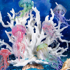 Jellyfish Theme PET Waterproof Stickers | Vintage Ocean Art for Scrapbooking close-up view