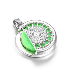 20mm Pattern Insert Perfume Pad Locket Necklace | Stainless Steel Aromatherapy Pendant detail view