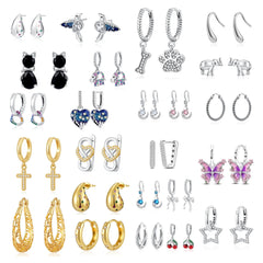 2026 925 Sterling Silver Round Elephant Cherry Sparkling Lnlaid Earrings Suitable for Women's Weddin