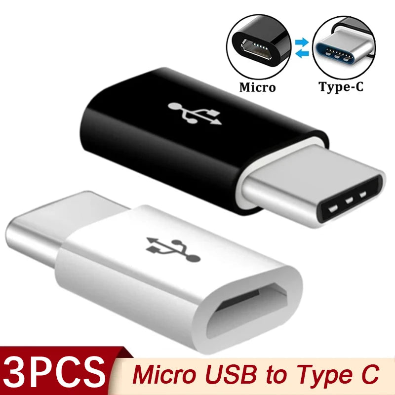 1/3Pcs Micro USB Female To Type C Male Adapter OTG Converter Micro-B To USB-C Connector Charging Cab
