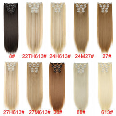 Synthetic 24 Inch Clip In Hair Extensions | Long Straight Blonde Black Heat Resistant alternate view