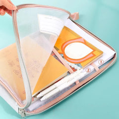 Stationery Storage Bag Double-layer Mesh Zipper Bag Large Capacity Organizer Folders School Office