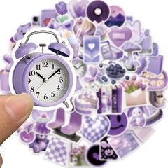 56pcs Purple Aesthetic Stickers for Waterproof Vinyl Decals | Cute Laptop, Water Bottl close-up view