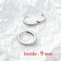 2PCS Stainless Steel Minimal Crystal Zirconia Hoop Earrings Gold Silver Color Small H alternate view