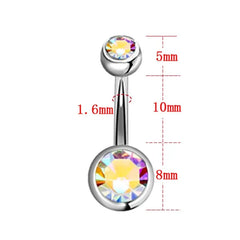 5/10 Pcs Piercing Navel Surgical Steel Single Crystal Rhinestone Belly Button Rings, Nav detail view
