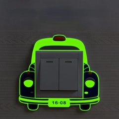 Luminous Silicone Switch Cover | Kawaii Cartoon Animal 3D Sticker for Kids Room close-up view