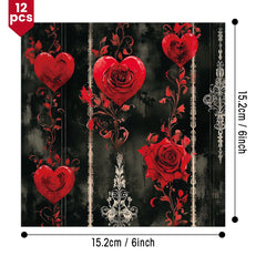 12pcs Gothic Love Themes Decor Paper | Valentine's Day Gift Wrapping and Scrapbooking close-up view