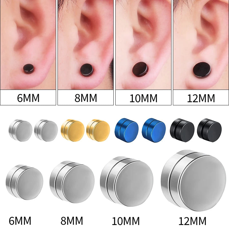 6mm/8mm/10mm/12mm Round Circle Non Piercing Strong Magnet Magnetic Mens Ear Clip Non Piercing Earrin