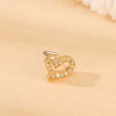 Beautiful Love Heart Nose Stud Crystal Copper Head 20G Stainless Steel Bar Women Nose Pi detail view