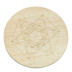 15cm Crystal Lattice Ouija Board | Laser Engraved Metatron Sacred Geometric Wooden Plate for Wiccan
