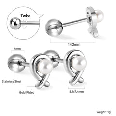 LUXUSTEEL Mini Cute Stainless Steel Stud Earrings Women Girls Heart Butterfly Rabbit H close-up view