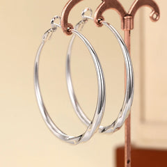 Huitan Trendy Simple Style Silver Color/Gold Color Big Hoop Circle Earrings For Women alternate view