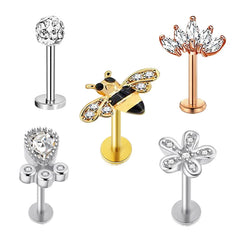 5pcs Tragus Stud Earring Set | Heart CZ Cartilage Piercing Jewelry close-up view