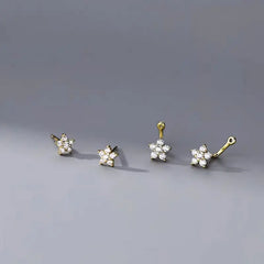2PCS Double Flower Stud Earring Womem Fashion Tragus Piercing Earring Cartilage Jewelry detail view