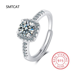 100% Moissanite Rings 1CT 2CT 3CT Brilliant Diamond Halo Engagement Rings For Women G alternate view