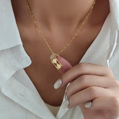 ANENJERY Hourglass Pendant Necklace | Niche Design Fashion Jewelry for Women close-up view