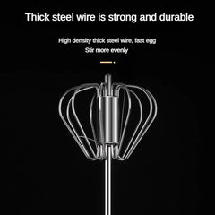 Stainless Steel Semi-Automatic Egg Beater | Hand Push Cream Blender for Kitchen Baking close-up view