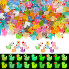 30Pcs Luminous Duck Toy Glow In The Dark Miniature Resin Duck Figurines DIY Micro Fairy Garden Moss
