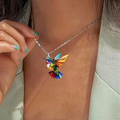 1PC Acrylic Hummingbird 2D Bird Shape Necklace for Women Girls Neck Charms Spring Summer Jewelry Gif
