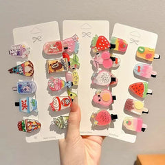 10 hair clips Summer new hair accessories Cute Ice cream Ice cream Clip bangs clip duc close-up view