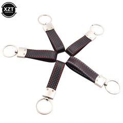 WYMECT Leather Car Keychain | Stylish Key Ring for Audi VW BMW close-up view