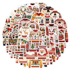 50 Christmas Sweater Shaped Stickers | Cute Funny Wintertime Vinyl Decals