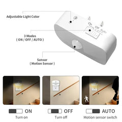 LED Night Light with Motion Sensor | Smart Plug-in Socket Lamp for Bedroom close-up view
