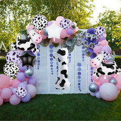 7pcs Cow Print Number Balloon Set | Farm Animal Birthday Party Decoration alternate view