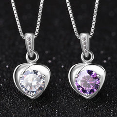 925 Silver Necklace Zircom for Women 18k Gold Plated Jewelry Pendant Birthday Party Gift detail view