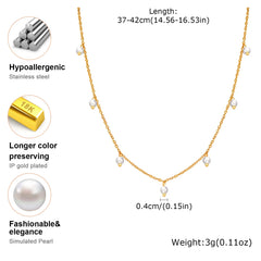 Pearl Choker Necklace for Women, 18K Gold Plated Stainless Steel Chain Necklace Adjus alternate view