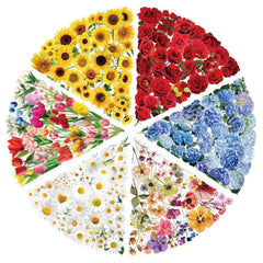 50 Transparent Flower Stickers | PET Decorative Craft Set for Journals and Notebooks alternate view